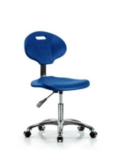 Neta ECOM Core Industrial Blue Polyurethane Desk Height Chair In Chrome