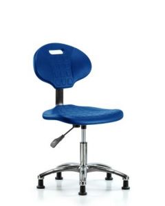 Neta ECOM Core Industrial Blue Polyurethane Desk Height Chair In Chrome