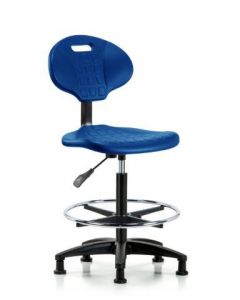 Neta ECOM Core Industrial Blue Polyurethane High Bench Height Chair Is Adjustable