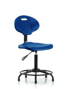 Neta ECOM Core Industrial Blue Polyurethane Medium Bench Height Chair With Round Tube Base