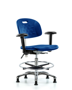Neta ECOM Huron Polyurethane Stool - Desk Height with Stationary Glides in Gray Polyurethane