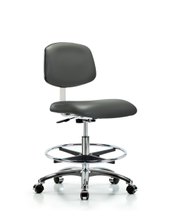 Neta ECOM Wood Chair Chrome - Desk Height with Stationary Glides