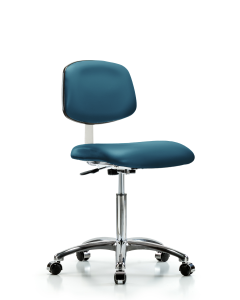 Neta ECOM Erie Polyurethane Chair - Medium Bench Height with Round Tube Base & Casters in Gray Polyurethane