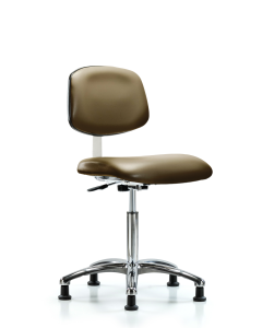 Neta ECOM Erie Polyurethane Chair - Medium Bench Height with Black Foot Ring & Stationary Glides in Gray Polyurethane