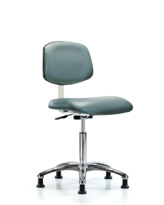 Neta ECOM Erie Polyurethane Chair - Desk Height with Round Tube Base & Stationary Glides in Gray Polyurethane