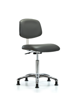 Neta ECOM Erie Polyurethane Chair - High Bench Height with Black Foot Ring & Casters in Gray Polyurethane