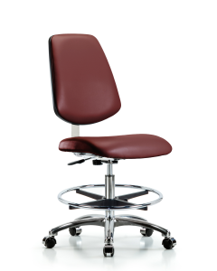Neta ECOM Erie Polyurethane Chair - Medium Bench Height with Chrome Foot Ring & Stationary Glides in Gray Polyurethane