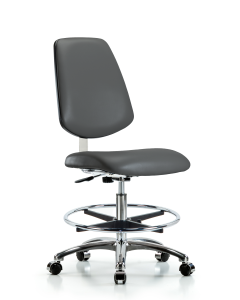 Neta ECOM Newport Industrial Polyurethane Chair - Desk Height with Stationary Glides in Gray Polyurethane
