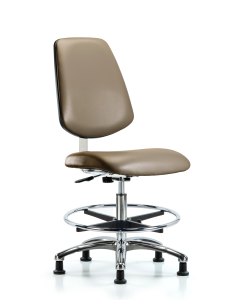 Neta ECOM Erie Polyurethane Chair - High Bench Height with Chrome Foot Ring & Casters in Gray Polyurethane
