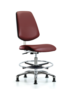Neta ECOM Erie Polyurethane Chair - High Bench Height with Chrome Foot Ring & Stationary Glides in Gray Polyurethane