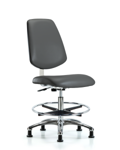 Neta ECOM Erie Polyurethane Chair - Desk Height with Adjustable Arms & Stationary Glides in Gray Polyurethane
