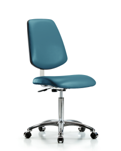 Neta ECOM Erie Polyurethane Chair Chrome - Desk Height with Stationary Glides in Gray Polyurethane