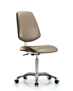 Neta ECOM Erie Polyurethane Chair - Medium Bench Height with Adjustable Arms & Casters in Gray Polyurethane