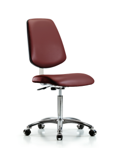 Neta ECOM Erie Polyurethane Chair - Medium Bench Height with Adjustable Arms & Stationary Glides in Gray Polyurethane