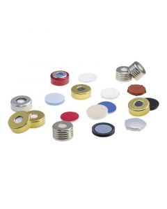 Perkin Elmer 9 mm Pre-Assembled Blue Polypropylene Screw Cap with Natural PTFE/White Silicone Septa, 100/pk
