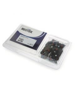 Restek Autosampler Vial Convenience Kit, Red PTFE/Silicone Septa, 0.065", Untreated, Clear w/Black Cap, 2.0 mL, 8 mm, 1000-pk.