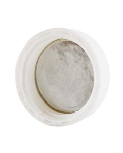 RPI Replacement Polypropylene Vial Caps, 22mm Metal Foil Lined Plastic Screw Caps, White, 1000 Per Case