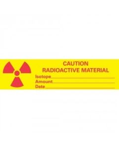 RPI Caution Radioactive Materials Tape, Imprint 3/4 X 3 Inch, 500 Inch Roll, 167 Imprints