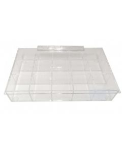 RPI Acrylic Compartment Box, 15 Compartments, 13 5/8 X 6 1/2, X 2 Inches