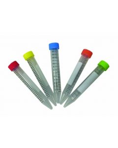 RPI Spectratube Rainbow Cap Centrifuge Tubes, 15ml Graduated, 50 Tubes Per Tray, 500 Tubes Per Case