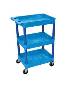 RPI Compact Utility Tub Cart, Three Shelf Unit, 18 X 24 X 39.25 Inches, Blue