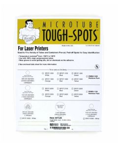 RPI Tough-Spot For Laser Printer, 1 Inch Diameter, 15 - 50 mL Tubes, White, 1260 Per Package