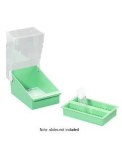 RPI Slidefile Junior Storage System, 3 1/4 X 5 1/2 X 3 3/8, 50 Slots, 200 Slide Capacity, Green
