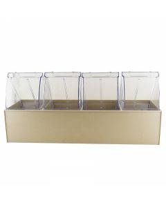 RPI Clear Tip Open Bin, 4 Bins, 6 5/8 X 23 5/8 X 8 1/8 Inches
