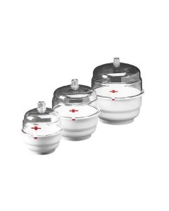 RPI Space Saver Polycarbonate Vacuum Desiccator With White Polypropylene Bottom, 0.09 Cubic Feet