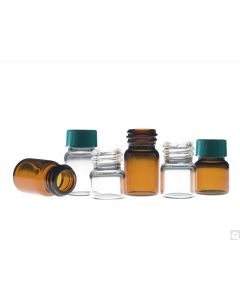 Qorpak 14.75 x 26mm 0.50 Dram (1.85mL) Amber Borosilicate Compound Vial w/13-425 Green Thermoset F217s