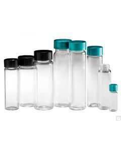 Qorpak 15 x 45mm 1 Dram (4mL) Clear Borosilicate Vial W/ 13-425 Black Phenolic Rubber Lined Cap