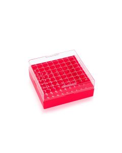 DWK WHEATON® KEEPIT® Freezer Boxes, Low Profile KeepIT®-81 For External Thread Vials, Red